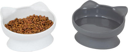 Kitty City Elevated Cat Bowls (Set of 2), Whisker-Friendly Raised Cat Food & Water Dishes, Modern Pedestal Design, Dishwasher Safe, 6.5 Oz Each – White & Gray13