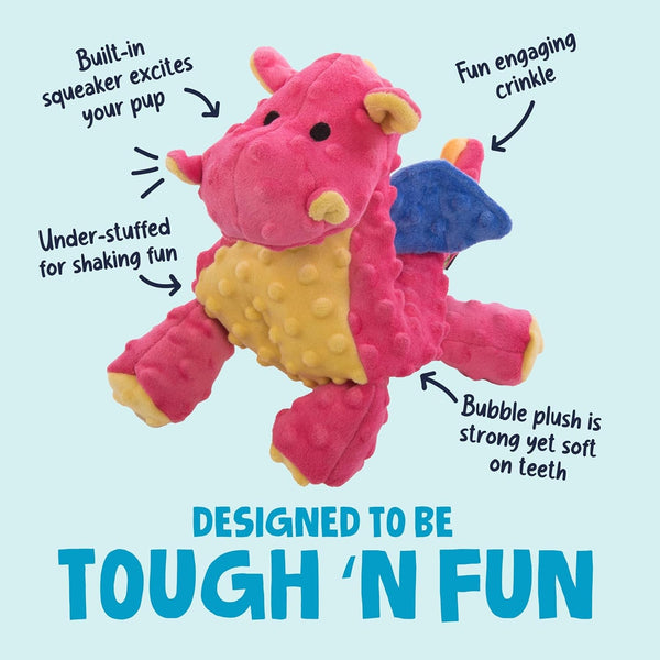 Godog Bubble Plush Dragons Squeaky Dog Toy, Chew Guard Technology - Coral, Large2