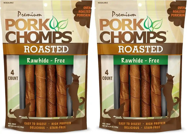 Pork Chomps Roasted Pork Skin Dog Chews, 6 Inch Twists, 15 Count - Long-Lasting Treats for Dogs - High Protein, Rawhide-Free, Low Fat, Healthy & Delicious Chews10