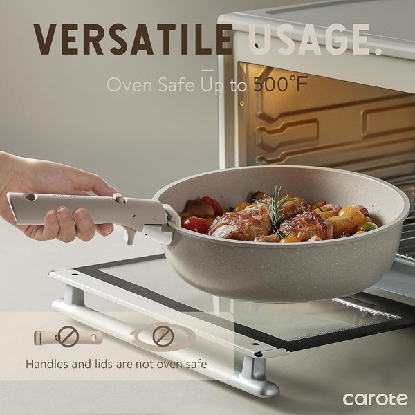 19Pcs Pots and Pans Set Non Stick, Detachable Handle Cookware Sets | Ultra Nonstick, Space Saving, Dishwasher & Oven Safe, Non-Toxic Kitchen/Apartment/Camping/Rv/ Traveling, Taupe7
