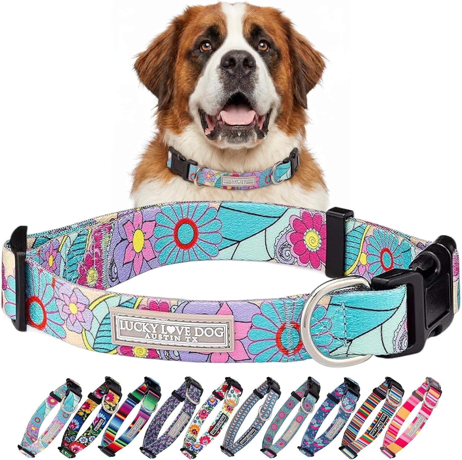 lucky-love-dog-easy-click-buckle-dog-collar-with-leash-set-combo-durable-comfortable-for-male-female-dogs-pet-collar-for-medium-dogs-secure-fit-blackbird-combo-medium