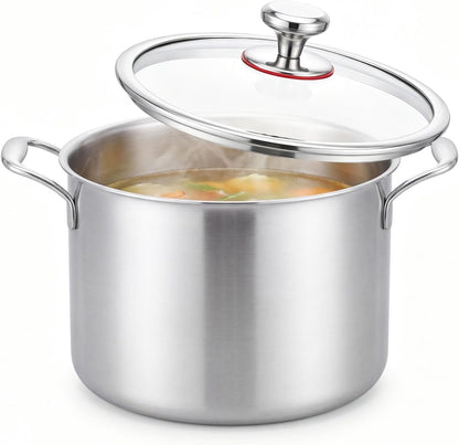 Ptaciow 7 Quart Titanium Soup Pot,Pure Healthy Titanium Pots for Cooking | No Coating Stock Pot with Lid Induction All Stovetops,Large Capacity Cooking Pot for Soup,Pasta Sturdy & Double Handle1