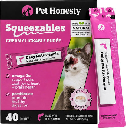 Cat Multivitamin Crunchy Creamy Chews - Daily Cat Vitamins with Lysine, Prebiotics, Omega 3 Fish Oil - Cat Treats for Immune Support, Skin Coat, Digestion, Heart + Joint Health (30-Day Supply)12
