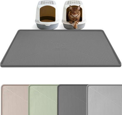 Silicone Cat Litter Mat 47" X 35" Cat Mat for Litter Box, Khaki | Extra Large Cat Litter Trapping Mat for Floor, Waterproof, Non-Slip Kitty Litter Box Mat with Raised Edge, Easy to Clean17