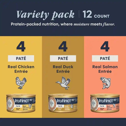 Instinct Original Grain Free Recipe Variety Pack Natural Wet Canned Cat Food by Nature'S Variety, 3 Ounce (Pack of 12) | Rich & Creamy Pate Texture, High Protein, Real Meat, Whole-Food Ingredients, Grain-Free, Hydration Support3