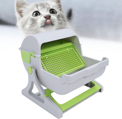 Self Cleaning Cat Litter Box Enclosure Semi Automatic, PP Plastic Easy Assembly Tipping Bucket Style Large Kitty Litter Box for Indoor Cats6