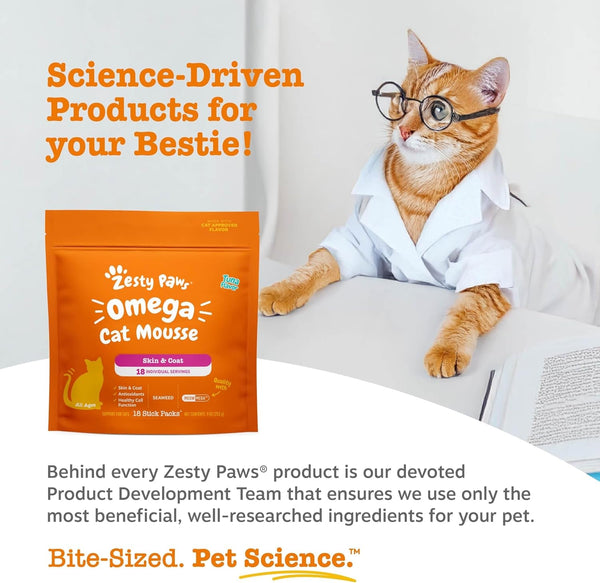 Zesty Paws Omega Cat Mousse Squeezable Cat Supplement - with Seaweed, Omega Fatty Acids, Antioxidants Vitamins & Minerals - Skin & Coat Support for Cats - Tuna Fish Flavor - 18 Count7