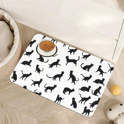 Marble Dog Cat Food Mat,Blue Teal Turquoise Gold Absorbent Pet Feeding Mat with Rubber Backing,Non-Slip Water Bowl Placemat,Indoor Pet Accessories Supplies 12"X20"22