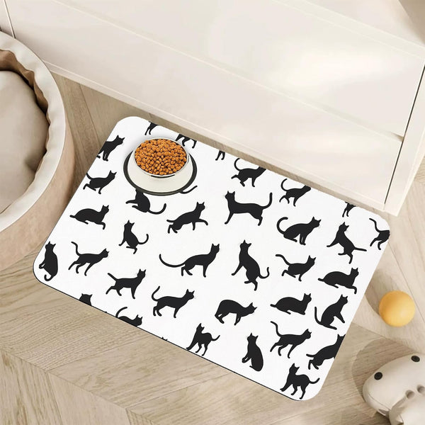 Marble Dog Cat Food Mat,Blue Teal Turquoise Gold Absorbent Pet Feeding Mat with Rubber Backing,Non-Slip Water Bowl Placemat,Indoor Pet Accessories Supplies 12"X20"22