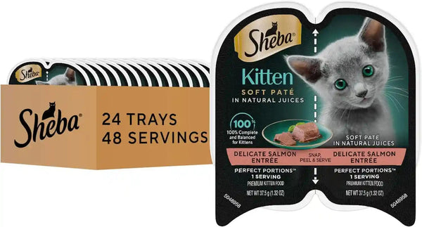 Sheba Perfect Portions Kitten Pate Wet Cat Food, Multipack, 2.6 Oz, 24 Ct | DHA for Brain Development, Vitamin E for Immunity, Real Meat, All Essential Amino Acids, Complete & Balanced, 48 Servings13