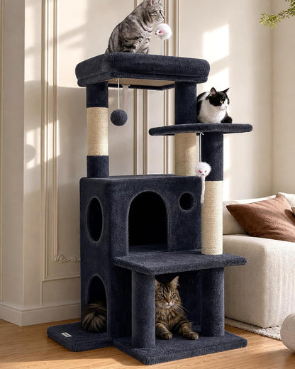 Globlazer Cat Tree Tower for Indoor Cats, 50-Inch Adult Cat Tree House for Large Adult Cats with Steps, Scratching Post, 2 Cat Caves, Dangling Toys, FC50, Light Grey10