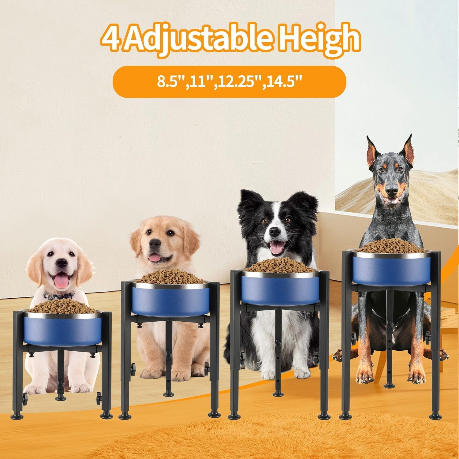 proerr-single-dog-bowl-stand-tall-dog-food-stand-adjustable-wide-7-11-heights-14-5-metal-elevated-pet-bowl-holder-raised-water-feeder-for-medium-large-dogbowl-not-included