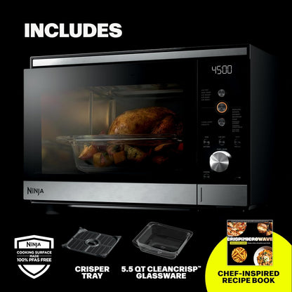 Ninja® Crispi™ Microwave & Air Fryer with Fusioncrisp, Silver, MW101 | Replaces a Countertop Microwave and Air Fryer with 14 Functions; Fast 1000W Microwave and Powerful 1700W Ninja® Air Fryer.14