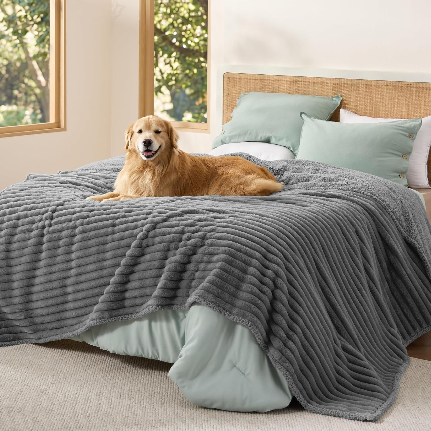 bedsure-comfyfleece™-waterproof-dog-blankets-for-large-dogs-50x60-cream-soft-plush-couch-cover-washable-corduroy-fleece-for-furniture-protector-cozy-calming-reversible-pet-blanket-for-senior-dogs
