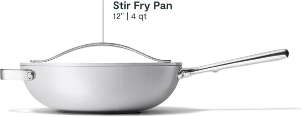 Caraway 12" Non-Stick Ceramic-Coated Stir Fry Pan | Wok-Inspired Pan, Free from Forever Chemicals, High-Sloped Walls, Stainless Steel Handles, Gray3
