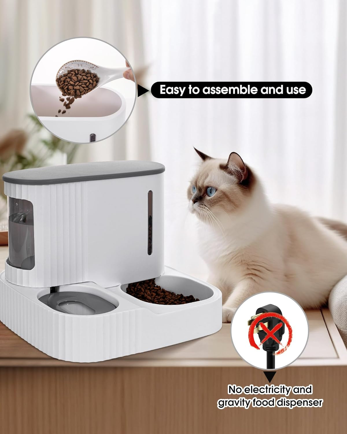 cat-feeder-and-water-dispenser-2-in-1-gravity-automatic-bowl-auto-pet-dry-food-self-feeding-container-dishes-set-for-dog-puppy-kitten-kit-set-grey