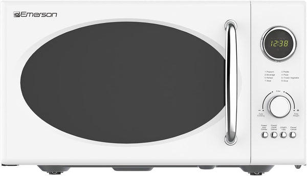 MWRG0901W 0.9 Cu. Ft. Retro Microwave with 1,000W Grill Function, 800W Cooking Power, LED Display, 5 Power Levels, 8 Auto Menus, Glass Turntable, Child Lock, White Countertop Design2