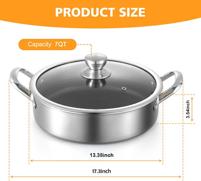 Stainless Steel 7QT Saute Pan 14 Inch Deep Frying Pan with Lid Nonstick,Hybird Induction Cooking Pan,Pfoa Free Cookware,Large Skillets2