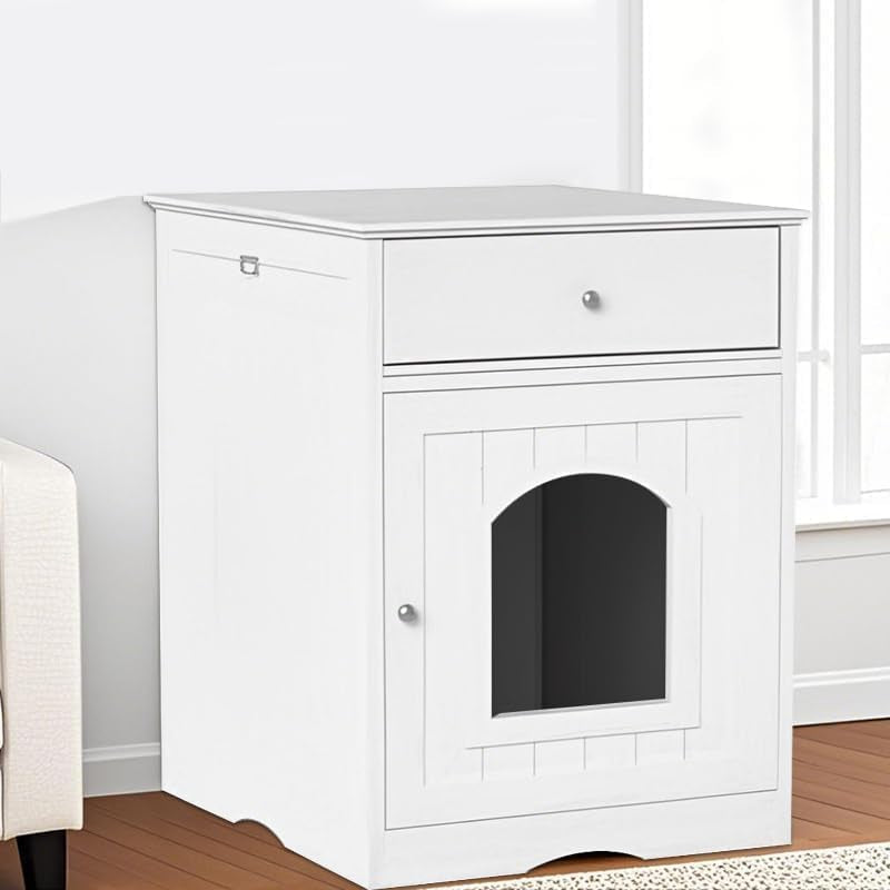 large-wood-house-for-cats-litter-box-enclosure-furniture-hidde-out-box-with-cabinet-drawer-indoor-pet-house-side-table-wooden-crate-white