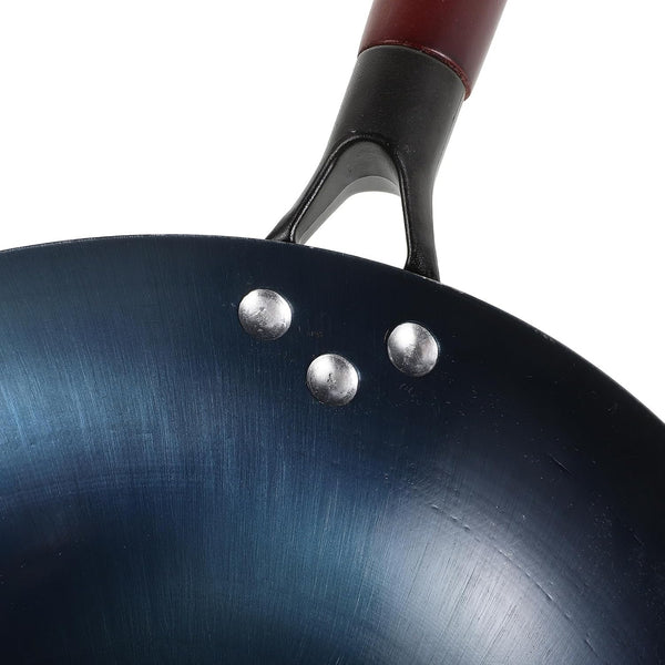 30Cm round Bottom Wok Pan with Wood Handle, 1.5Mm Thick Handmade Carbon Steel Stir-Fry Pan for Gas Stove, Traditional Non-Coated Cooking Pot for Home Kitchen Use3
