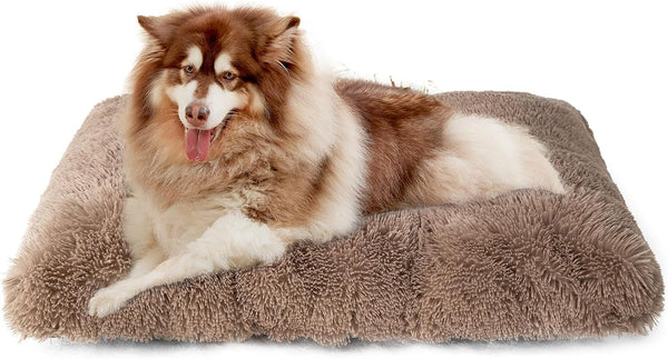 EHEYCIGA Fluffy Dog Crate Bed for Extra Large Dogs, Plush Faux Fur Pad, Calming anti Anxiety XL Bed for Crate, Washable Soft Warm Dog Mat with Non-Slip Bottom, Grey16