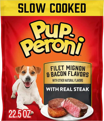 Pup-Peroni Dog Training Treats Made with Real Beef, 8 Bags (5.6 Oz. Each) | Slow Cooked 2.5+ Hours for a Tender Texture & Rich, Meaty Taste. 24% Protein. No Fillers. No Red 40.18