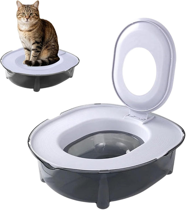 Cat Toilet Training Kit, Portable Litter Box with Flushable Design, Odor Control and Anti-Splash, Large Thickened Pp Material for Kittens and Cats (Grey)1