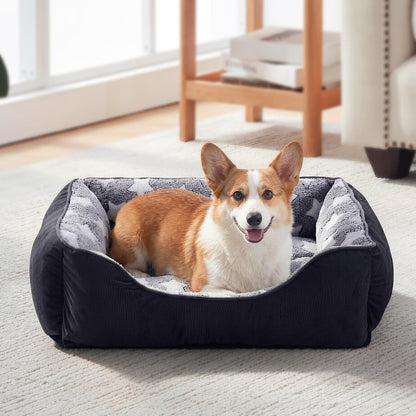 GASUR Small Dog Beds Small Size Dogs, Rectangle Washable Dog Bed, Orthopedic Dogs Sofa Bed, Pet Cuddler Anti-Slip Bottom, Soft Calming Sleeping Warming Puppy Bed (S (20"X 19"X 6"), Black)10