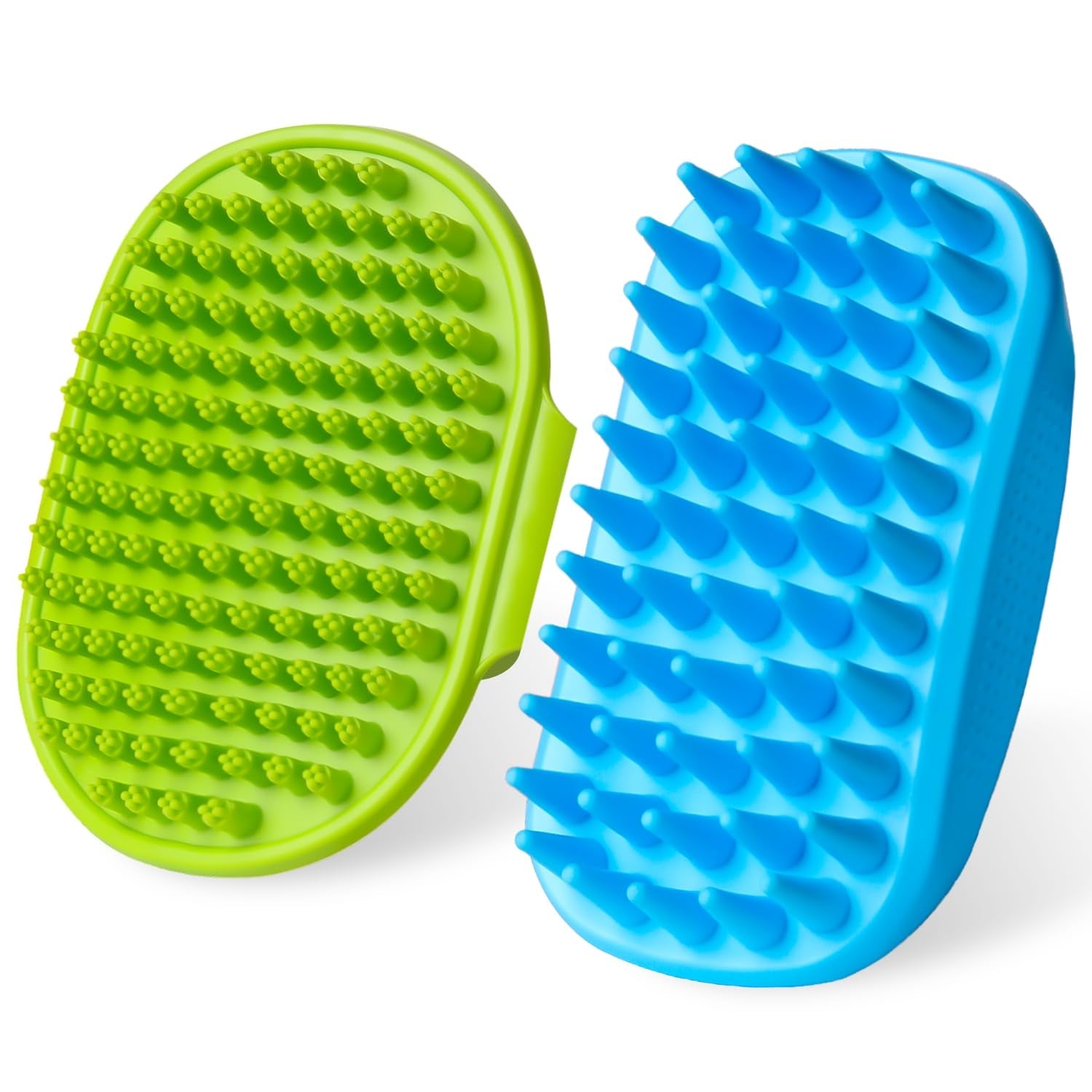 2pcs-dog-bath-brush-set-adjustable-handle-dog-scrubber-for-shampooing-deshedding-massaging-suitable-for-pets-curry-comb-shampo-brush-for-dogs-cats-and-horses-green-blue