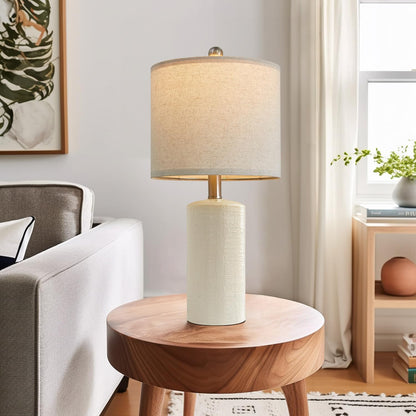 20.25" Small Single Table Lamp for Bedroom Modern Ceramic Nightstand Lamp | Farmhouse Bedside Lamp Boho Living Room Lamp White End Side Table Lamps for Night Stands Mid Century Nursery Modern Lamp7