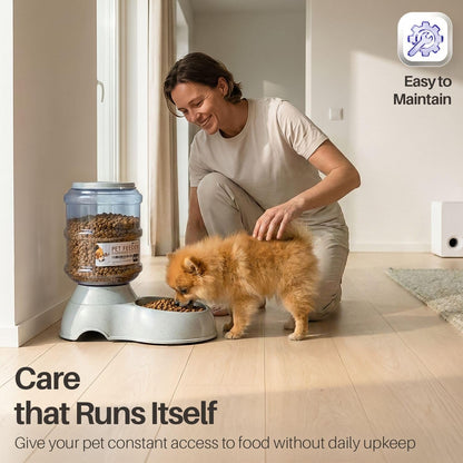 Flexzion Gravity Pet Feeder, Dog and Cat Food Dispenser, 1-Gallon Capacity | Self-Replenishing Dry Food Station with Non-Skid Feet and a Carry Handle; Holds Approximately 4-6 Lb of Kibble.9