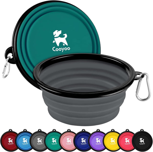 COOYOO Collapsible Dog Bowl,2 Pack Collapsible Dog Water Bowls for Cats Dogs,Portable Pet Feeding Watering Dish for Walking Parking Traveling with 2 Carabiners11