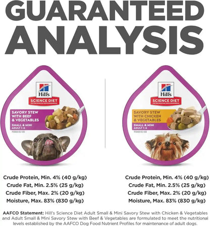 Hill'S Science Diet Adult 1-6 Small & Mini Wet Dog Food Variety Pack | #1 Veterinarian Recommended, Chicken & Vegetables, Beef & Vegetables, 3.5 Oz. Trays, 12-Pack10