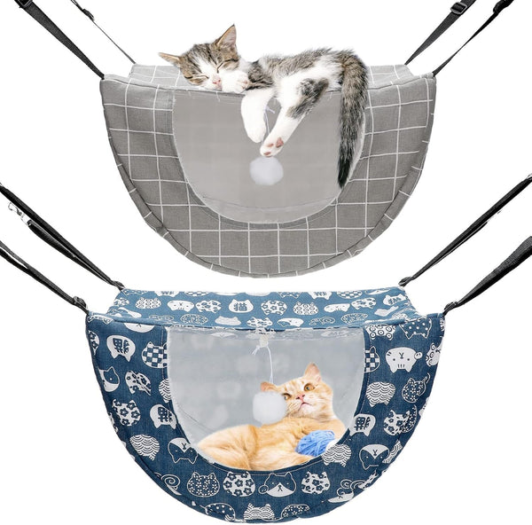 Unittype 2 Pieces Cat Cage Hammock Hanging Pet Bed Double Layer Soft Plush Hanging Pet Comfortable Hammock Bed for Indoor Kitten Ferret Hamster Rabbit or Small Animals, 2 Styles(Plaid)1