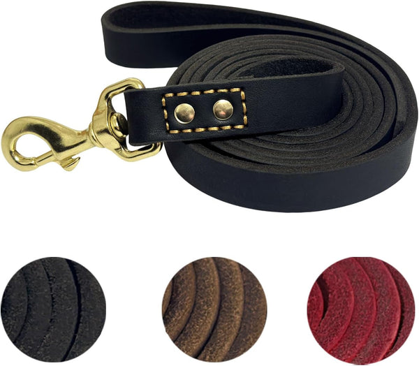 Leather Dog Leash 6 Ft X 1/2 Inch Heavy Duty Genuine Leather Dog Training Leash Soft and Strong Leather Leash for Small and Medium Dogs Brown10