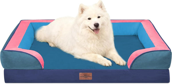 Comfort Expression Orthopedic Dog Bed for Extra Large Dogs with Bolster | Waterproof Dog Couch Bed with Washable Cover & Non-Slip Bottom, Supportive Egg Crate Foam XL Pet Bed, 42X30 Inch33