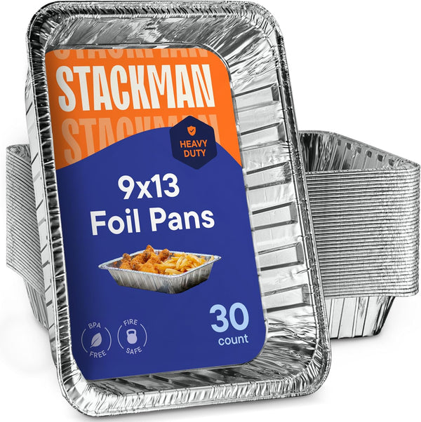 Aluminum Pans 9X13 Disposable Aluminum Foil Pans [30-Pack] Large Baking Pan Trays - Heavy Duty Tin Tray Half Size Chafing Dishes. Food Containers for Roasting, Cooking, Heating or Steam Table | Heavy Duty Tin Tray Half Size Chafing Dishes, Food Containers for Roasting, Cooking, Heating or Steam Table, by1
