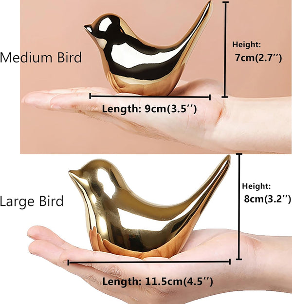 Small Birds Statues Home Decor, Modern Style, Gold, M&L | Ceramic Animal Figurines, Set of 2 Decorative Ornaments, for Living Room, Bedroom, Office Desktop, Cabinets, Coffee Bar4