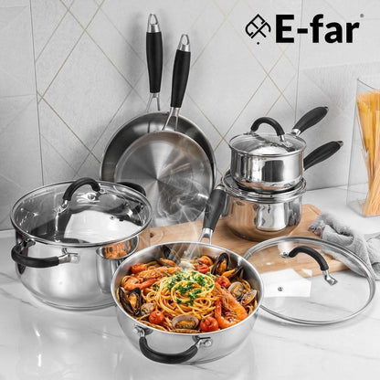 10-Piece Stainless Steel Cookware Set - Induction Pots and Pans Set | Tri-Ply Base with Stay-Cool Handles, Dishwasher Safe, Non-Toxic Kitchen Cooking Set W/ Frying Pans, Saucepans, Stockpot6
