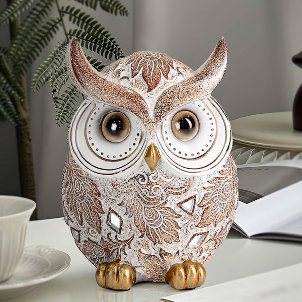 Owl Statue and Figurine for Home Decor Accents Adorable Owl for Shelf Bookshelf Bedroom Living Room Office Table Desk Modern Decorations Animal Sculpture for Birds Lovers5