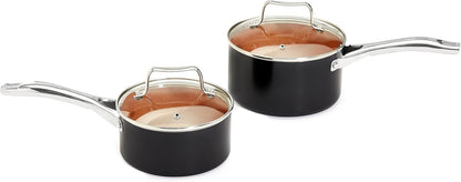 Ceramic Nonstick Cookware Set, Induction Ready, Dishwasher & Oven Safe, Even Heating, 10-Piece Set with Frying Pans, Saucepans, Glass Lids, Copper Color4