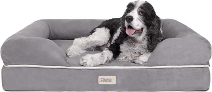 Friends Forever Large Dog Bed Couch, Orthopedic Pet Sofa Memory Foam | Dog Couch with Washable Removable Bed Cover, Non-Slip Bottom, Indoor Calming Chairs Mattress, Chester, Pewter Grey Large1