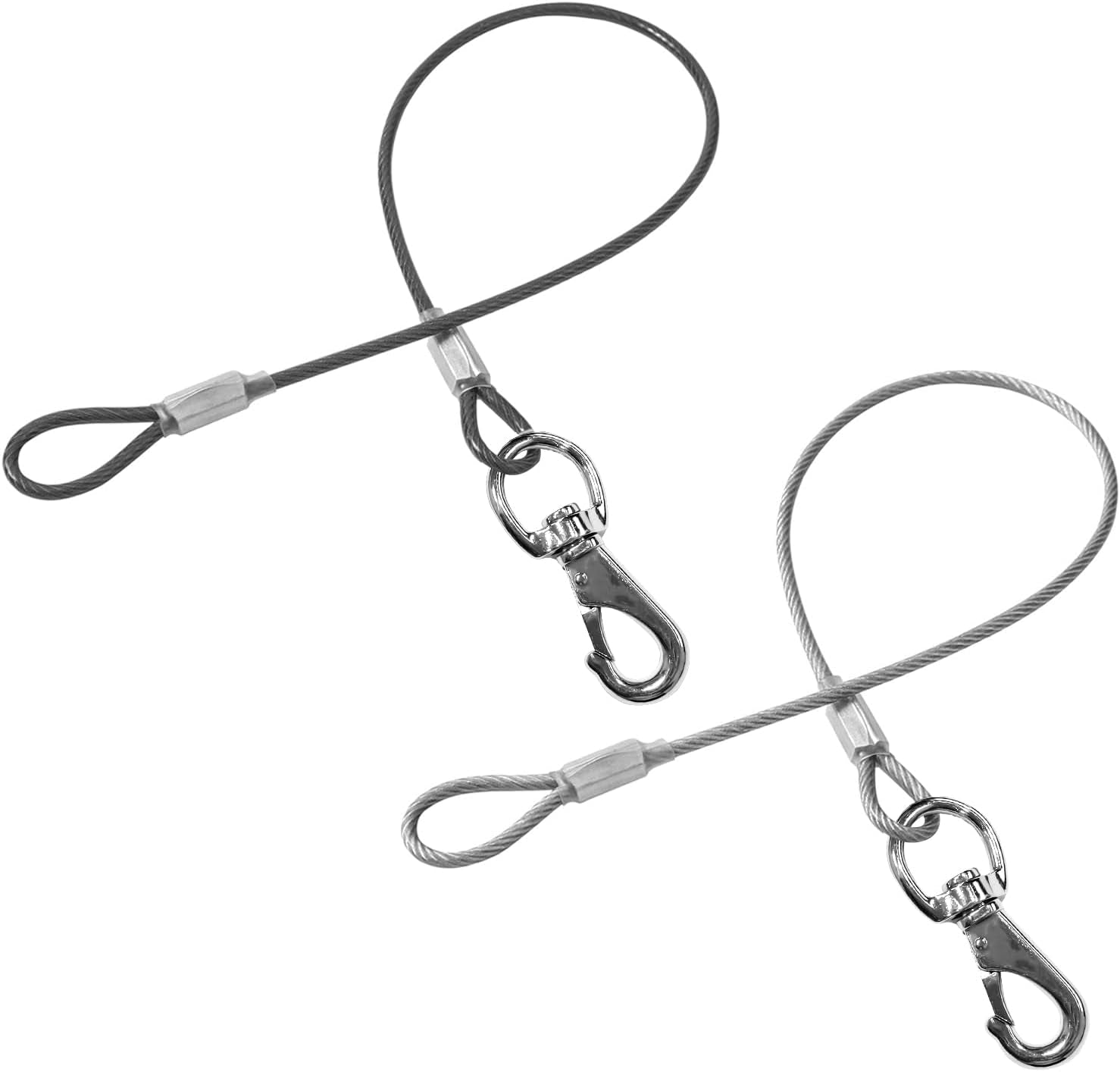 chew-proof-dog-leash-2pack-metal-cable-lead-no-tangle-multiple-dog-leashes-for-small-and-medium-dogs-heavy-duty-leash-extender-for-collars-harnesses2-pack-black-20in-50cm