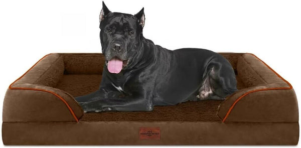 Comfort Expression Orthopedic Dog Bed for Extra Large Dogs with Bolster | Waterproof Dog Couch Bed with Washable Cover & Non-Slip Bottom, Supportive Egg Crate Foam XL Pet Bed, 42X30 Inch25