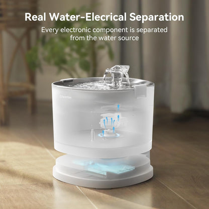 Cheerble Pumpless Cat Water Elfin Fountain, Wireless Pet Fountain Battery Operated, 2L/67Oz E1+ Automatic Water Dispenser Cats & Dogs Magdrive™ Technology Stainless Steel Tray, No Cleaning Hassle4