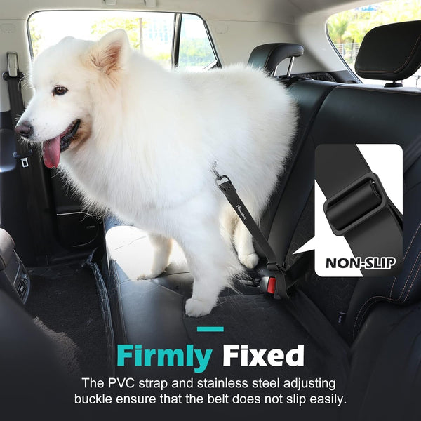 Pawaboo Dog Seat Belt for Car, with 360° Hook，20 In, Chew-Proof, Black | Adjustable Nylon & PVC Dog Car Safety Restraint, Dog Seat Belt Leashes for Cars, Universal Pet Safety Belts6