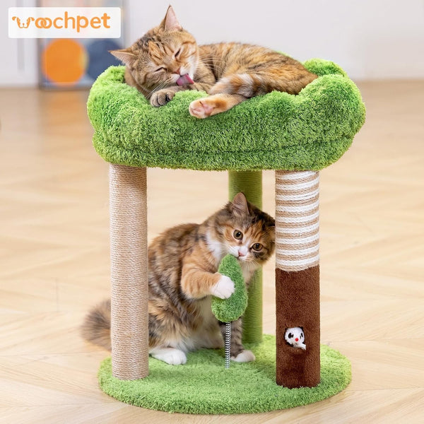 WOOCHPET 20 Inch Small Cat Tree for Indoor Cats and Kittens, Cat Tower with 3 Sisal Scratching Posts, Removable Washable Perch Bed, Hanging Toy Ball, Compact Cat Condo for Small Spaces8