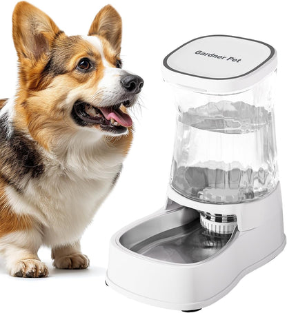 Gardner Pet Automatic Dog Water Dispenser Gravity Stainless Steel Water Waterer Feeder, 100% Bpa-Free Large Capacity Water Feeding Bowls for Medium & Large-Sized Dogs Cats Other Pets -(1 Gallon)15