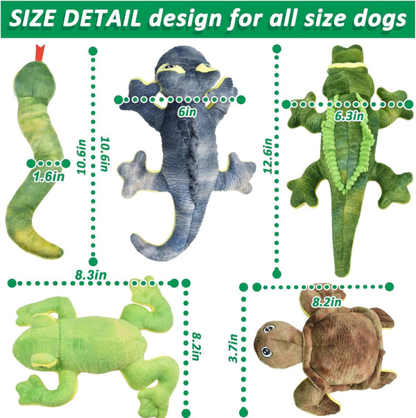 LECHONG Stuffed Animal Dog Toys, 5 Pack Tough Squeaky Dog Toys, Plush Toys Assortment, Great Value Pet Toys Bundle, Woodland Series Chew Toys for Large Medium and Small Dogs Puppy Pet Toys6