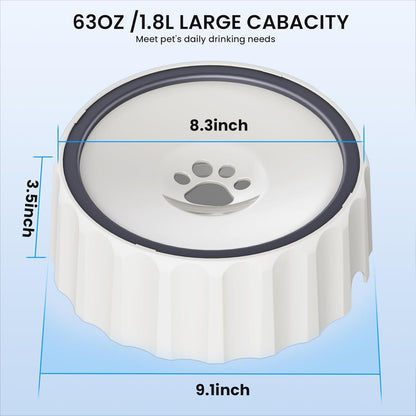 Dog Water Bowl No Spill 70Oz/2L Large Capacity Dispenser Non Slip No Splash Bowl Pet Slow Feeder No Drip Dog Water Bowl on Vehicle Slow Water Bowl for Dogs and Cats2